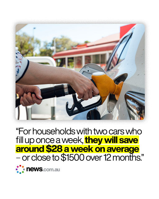 For households with two cars who fill up once a week, they will save around $28 a week on average or close to $1500 over 12 months.